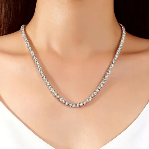Collana Tennis in Argento Sterling 925 Hip Hop Catena con Intarsio di Moissanite e Zirconia per Donna Uomo Gioielli di Lusso