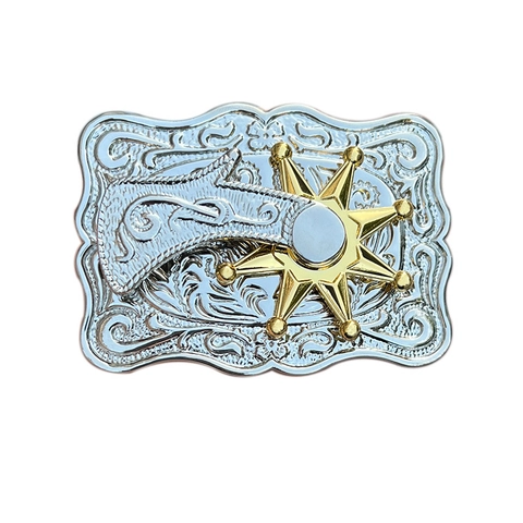 Western Cowboy Gürtelschnalle Zinklegierung Vintage Geschnitzte Florale Goldene Sporen Stern Glatte Schnalle Herren Accessoires