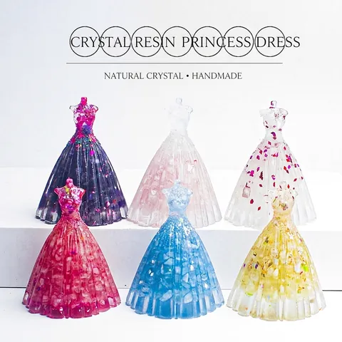 Naturkristall Stein Harz Prinzessinnenkleid Figur Handgefertigte Kleid Mannequin Schreibtisch Ornament Haus Deko Ästhetisches Geschenk