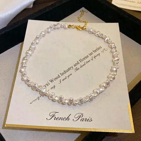 Collier de Perles Artificielles Baroque Français Chaîne de Clavicule Élégante Bijou Niche Chic Cadeau Pour Femmes
