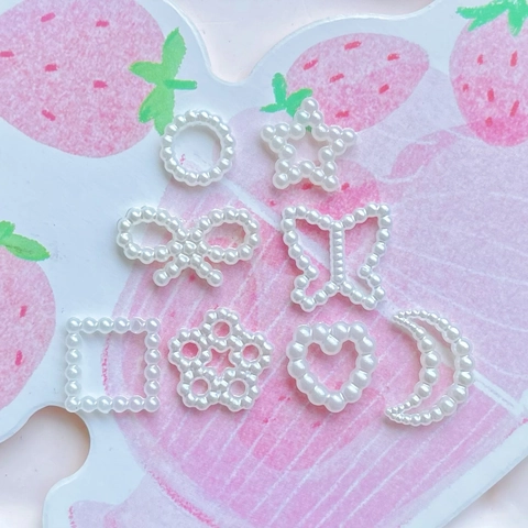 White ABS Imitation Artificial Pearl Beads Heart Star Moon Bow Shapes DIY Jewelry Making Handcrafted Charms
