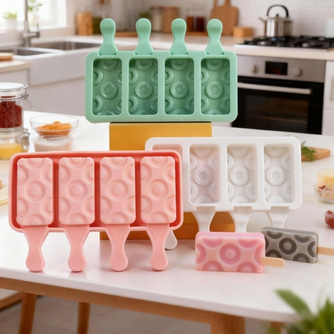 Silikon Eis Am Stiel Form Rundes Wellenmuster Eiscreme Bereiter DIY Wiederverwendbar Lebensmittelecht Küchenhelfer Kinder Snacks