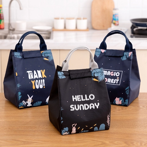 Portable Insulated Lunch Bag Oxford Cloth Thermal Cooler Handbag For School Office Picnic Magic Forest Animal Pattern