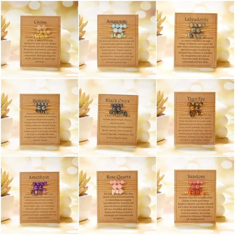 Naturstein Gewebtes Armband Boho Heilkristall Verstellbares Seil Schmuck Für Damen Herren Handgefertigt