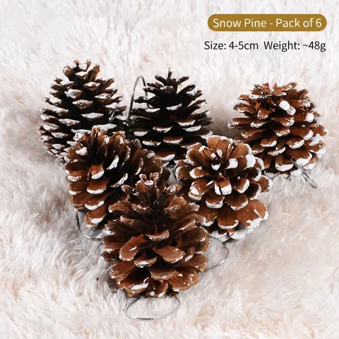 Piñas De Navidad Adornos Colgantes Madera Natural Escarchada Decoración De Árbol Festivo Vacaciones
