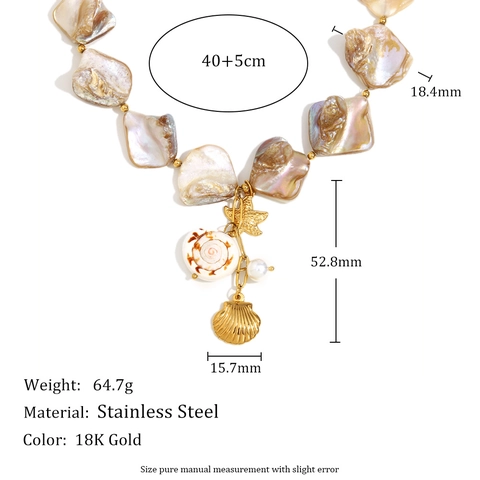 Collana E Bracciale In Conchiglia Barocca Acciaio Inossidabile Placcato Oro Ciondolo Stella Marina Perla Artificial Gioielli Stile Oceano