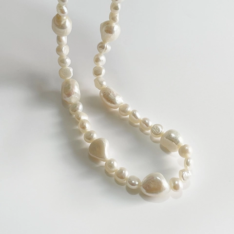 Collana Di Künstliche Perle Barocche Irregolari Argento Sterling 925 Placcato Oro 18K Choker Gioielli Minimalisti Regalo Donna