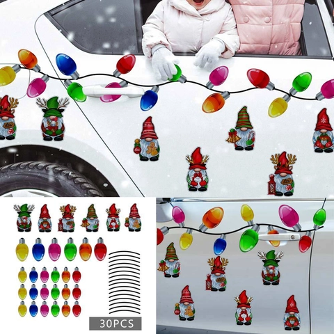 Weihnachtsgnome Glühbirne Magnetische Reflektierende Aufkleber Auto Kühlschrank Garagentor Dekoration Wabenmuster Festlich