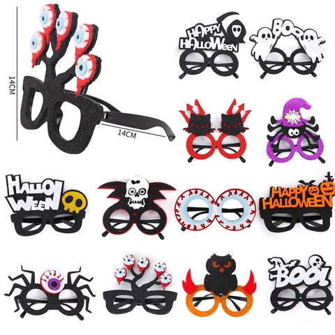 Halloween Deko Brillen Filz Kunststoff Neuheit Kostüm Requisiten Kürbis Totenkopf Spinne Geist Fledermaus Dekor Kinder Erwachsene
