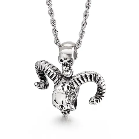 Ciondolo In Acciaio Inossidabile Punk Gotico Da Uomo Vintage Testa Di Capra Lupo Scudo Leone Drago Accessorio Gioielli