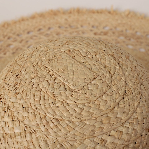 Καπέλο Ήλιου Με Μεγάλο Γείσο Raffia Χειροποίητο Ψάθινο Καπέλο Παραλίας Με Ξέφτια Και Μαύρη Κορδέλα Γυναικείο