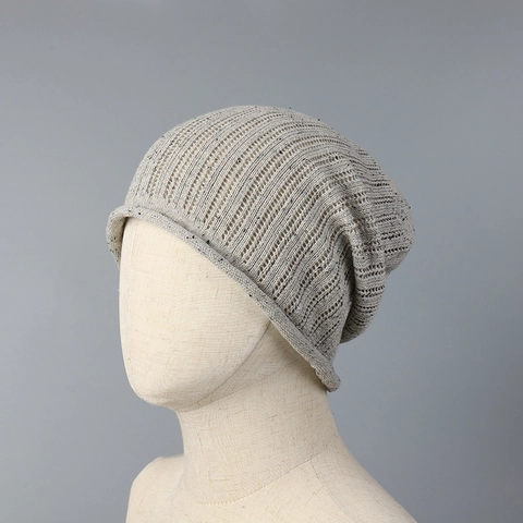 Women Slouchy Beanie Hat Speckled Cotton Wool Blend Breathable Lightweight Thin Colorful Dot Knit Cap For Spring Summer