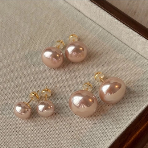Elegante Roze Bun Parel Oorknopjes Met 925 Sterling Zilver Stift Koper Verguld Klein Ontwerp Mode Sieraden Voor Dames