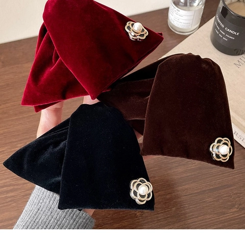 Haarkralle Samt Schleife Kamelie Blume Kunstperle Vintage Elegant Shark Clip Haarstyling Zubehör Für Damen