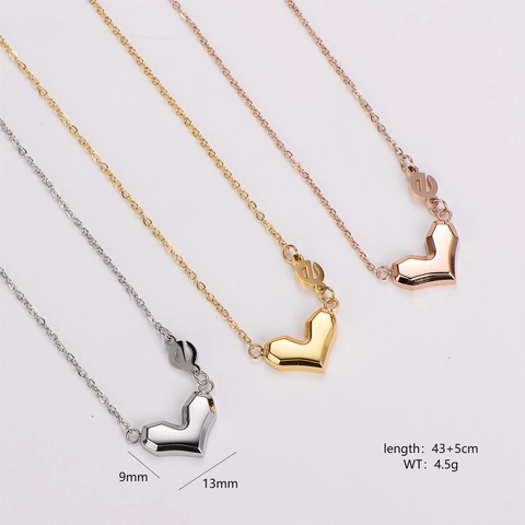 Collar Con Colgante De Corazón Geométrico 3D Acero Inoxidable Chapado En Oro 18K Letra E Joyería De Moda Para Mujer
