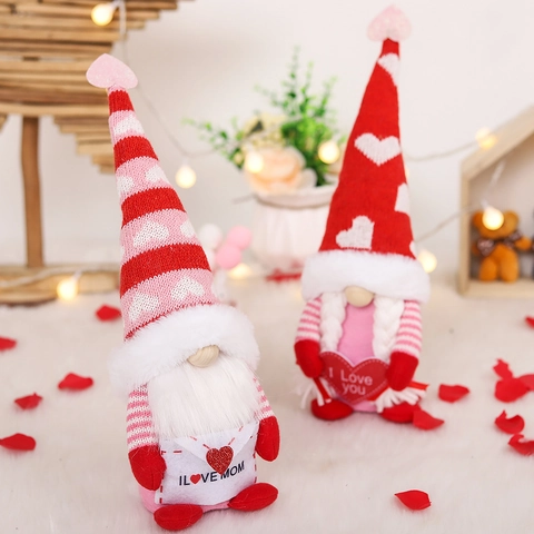 Valentinstag Zwerg Plüsch Gesichtlose Puppe Mit Herz Umschlag Gestrickter Stoff Schreibtisch Ornament Muttertagsgeschenk Heimdeko