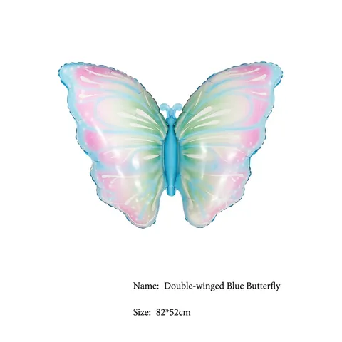 Gradient Butterfly Aluminum Foil Balloons Round Floral Happy Birthday Balloons For Kids Birthday Party Decoration Supplies
