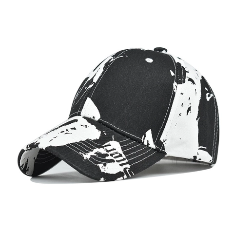 Baseball Cap Washed Cotton Tie Dye Graffiti Splash Ink Adjustable Vintage Streetwear Sun Hat For Men Women