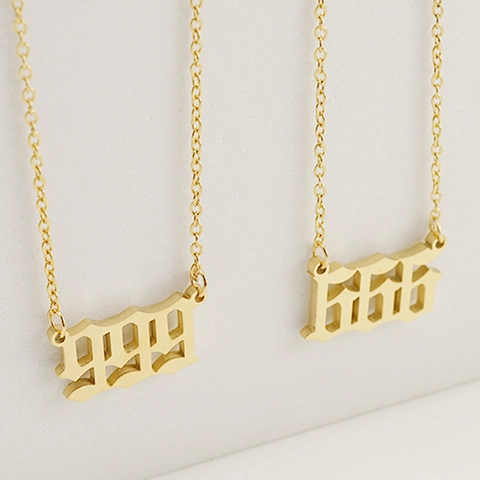 Engel Nummer Hanger Ketting 18K Verguld Roestvrij Staal Gothisch Lettertype Sieraden Esthetisch Cadeau Voor Vrouwen