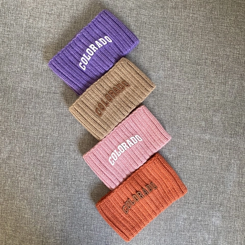 Gestricktes Stirnband Ohrenwärmer Breit Geripptes Acryl Buchstaben Dekor Winter Outdoor Sport Haarband Damen