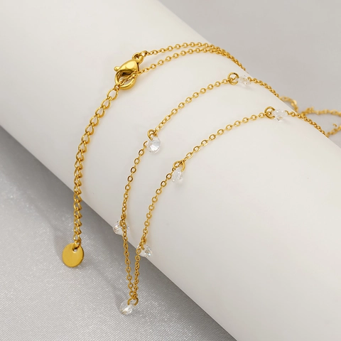 Collar Acier Inoxydable Chapado Oro 18K Colgante Circón Brillante Minimalista Joyas Moda Para Mujer Estilo Geométrico