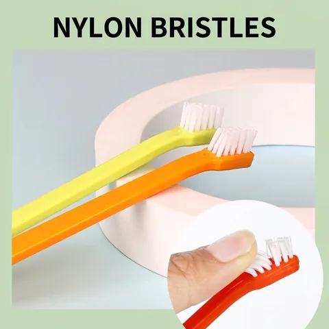 Pet Toothbrush Small Head Dog Toothbrush Cat Toothbrush Plastic Handle Soft Bristles Oral Cleaning Tool