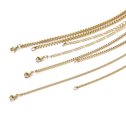 Stainless Steel Necklace Chain Minimalist Geometric Curb Box Figaro Snake O-chain DIY Jewelry Making Unisex Fashion
