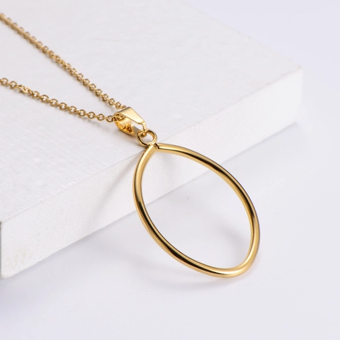 Minimalistischer 18K Vergoldeter Edelstahl Ovaler Geometrischer Schmuck Für Frauen Anhänger Halskette Und Ohrringe
