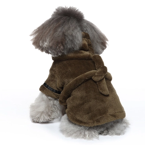 Pet Bathrobe Flannel Dog Pajamas Soft Warm Dog Towel Sleepwear Hooded Bath Robe For Small Medium Dogs Cats