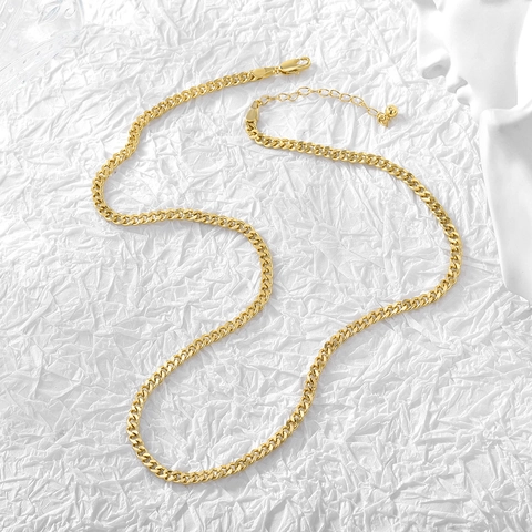 Κολιέ Αλυσίδα Cuban Link Επιχρυσωμένος Χαλκός Γυαλιστερό Μινιμαλιστικό Streetwear Hip Hop Κόσμημα Unisex
