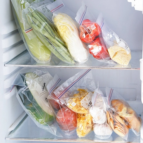Sacchetti Per Conservazione Alimenti Doppia Cerniera Plastica Congelatore Riutilizzabili Etichetta Scrivibile Cucina Ermetici Ispessiti