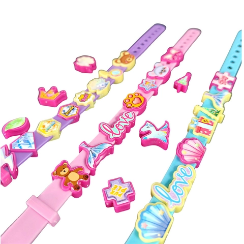 Kit De Fabricación De Pulseras DIY Para Niños Pulseras De Silicona Ajustables Amuletos De Dibujos Animados Juguete Educativo Para Niñas Regalo De Joyas Creativas