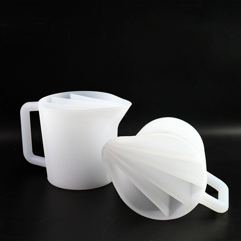Silicone Split Cup Mixing Pouring Tool For Resin DIY Fluid Art Painting With Handle Multi-Compartment Design