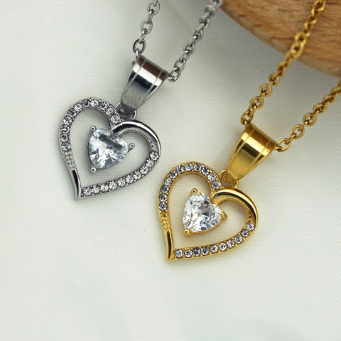 Herz Anhänger Halskette 316 Edelstahl Zirkonia Hohles Herz Elegant Ins Stil Für Frauen