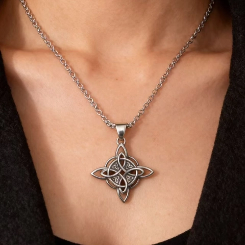 Keltische Knoop Heksenknoop Viking Hanger Ketting Roestvrij Staal Retro Gothic Punk Stijl Sieraden Voor Mannen