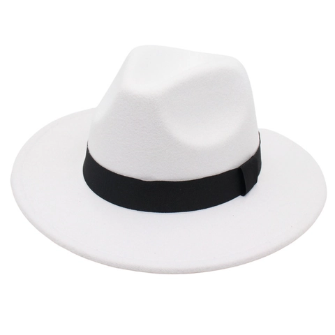 Klassischer Fedora Hut Woolen Felt Wide Brim Jazz Cap Mit Ripsband Für Herren Damen Vintage Gentleman Stil