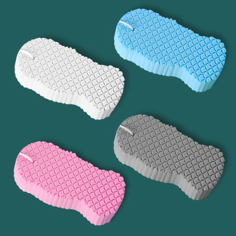 Exfoliating Bath Sponge Soft PVA Body Scrubber With Fish Scale Texture And Hanging Rope For Shower Skin Cleaning