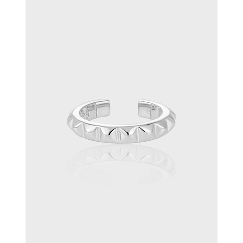 Ear Cuff Argento Sterling 925 Design Borchie Piramide Geometrica Senza Buco Stile Punk Minimalista Donna