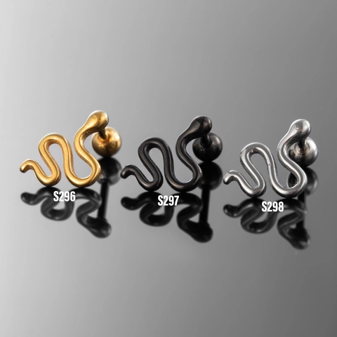 Snake Stud Earrings Stainless Steel Screw Ball Back Punk Gothic Style For Men Women Piercing Jewelry Animal Shape