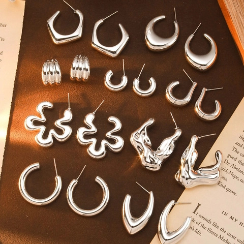 Pendientes De Flores Irregulares En Forma De C De Acrílico Y Metal Con Pasador De Acero Joyería Estética Minimalista Para Mujeres