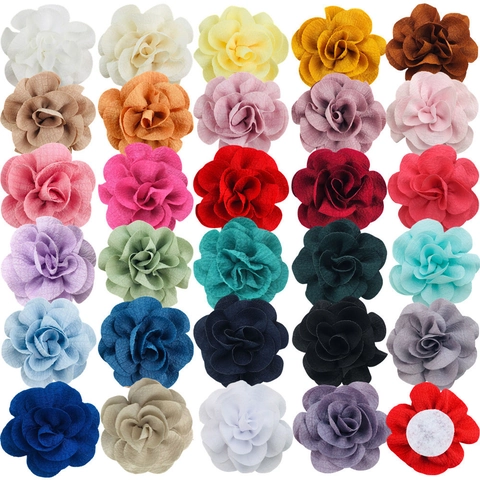 Handmade Fabric Flower Rose Camellia Multi Layer Solid Color DIY Hair Accessory For Headband Clip Shoe Corsage Baby Kids