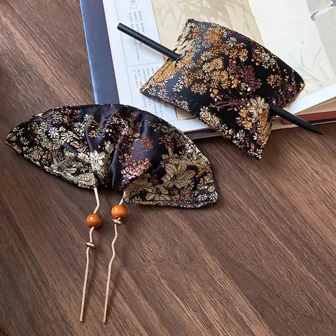 Chinesischer Haarstab Und Stoffwickel Bestickte Brokat Blumenmuster Vintage Haarschmuck Für Damen Cheongsam