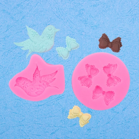 Bird Pigeon And Bowknot Silicone Molds For DIY Baking Fondant Cake Chocolate Resin Craft Decorative Tools