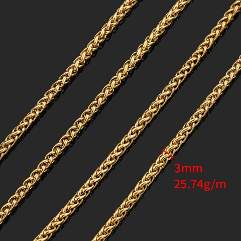 Stainless Steel Spiga Wheat Keel Chain For DIY Jewelry Making Findings Necklace Bracelet Hip Hop Color Preserving Metal Chain