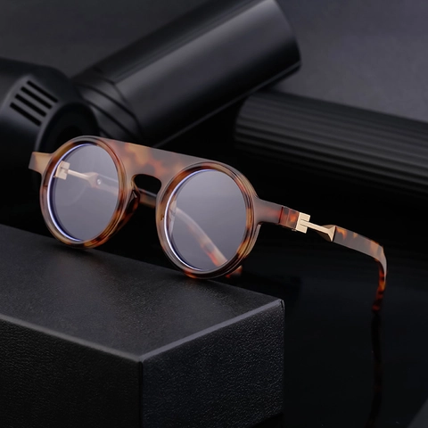 Occhiali Da Sole Tondi Retrò Moda Montatura PC Protezione UV400 Per Uomini Donne Montatura Completa Cerniera In Metallo