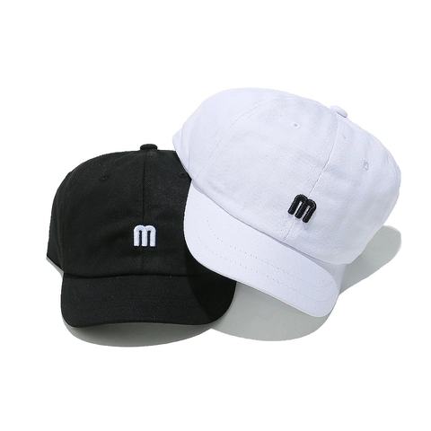 Cotton Baseball Cap Short Brim Embroidered Letter M Casual Sunshade Hat Retro Japanese Style Unisex Adjustable