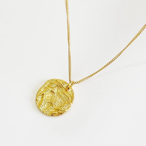 Collana Pendente Moneta Martellata Irregolare Argento Sterling 925 Placcato Oro 18K Gioielli Minimalisti Retrò Per Donne