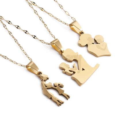 Collana Con Ciondolo Silhouette Madre E Figlio Acciaio Inossidabile Placcato Oro Gioielli Di Famiglia Regalo Per Mamma Festa Della Mamma