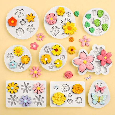 Moldes De Silicona Para Fondant Formas De Flores Mariposas Hojas Para Decoración De Pasteles DIY Chocolate Artesanía