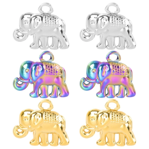 Ciondolo Elefante Collana Acciaio Inossidabile Arcobaleno Colorato Oro Argento Ciondoli Animali Accessori